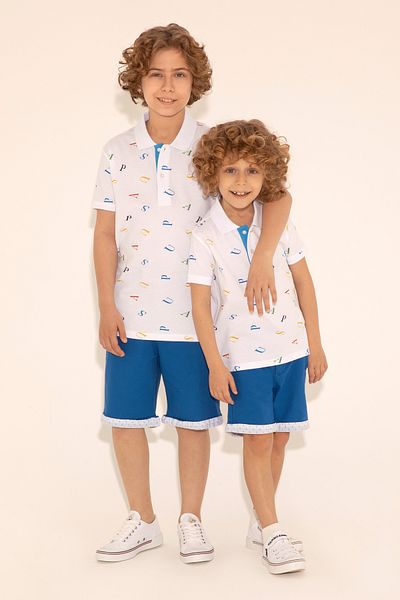 U.S. Polo Assn. Бяла тениска с поло яка за момче 50284909 -Vr013