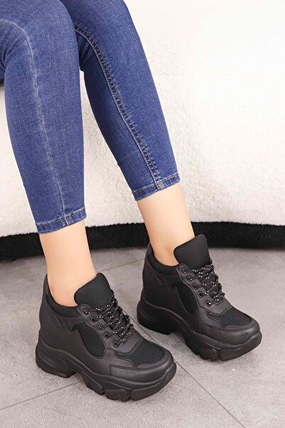Mamito Ayakkabı Frm 177 Hidden Heel Sports Shoes-μαύρο-δερμάτινο