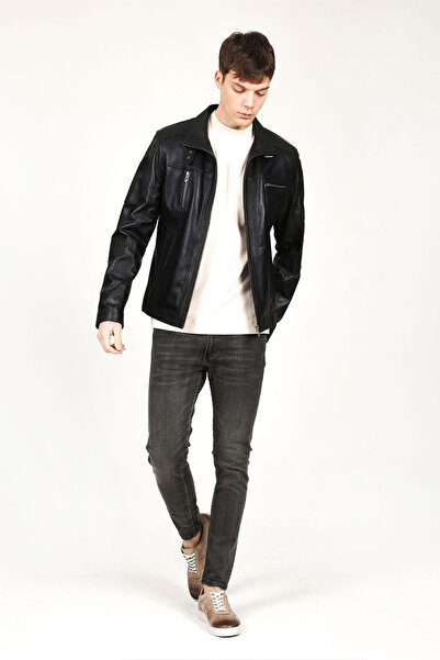 Dericlub E1047 Gerçek Deri Erkek Mont Siyah