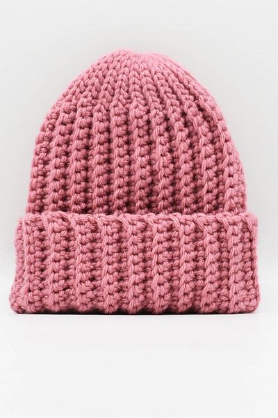 Külah Women's Hand Knitted Winter Wool Beret Rose