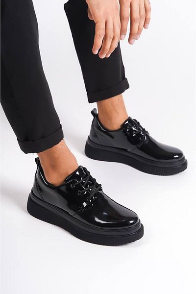 BOA Kb X3 Black Patent Leather - Lace-Up Sole Casual Men's Shoes