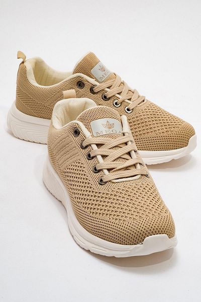 Ccway Pantofi sport de damă bej și alb - Anorak cu șireturi