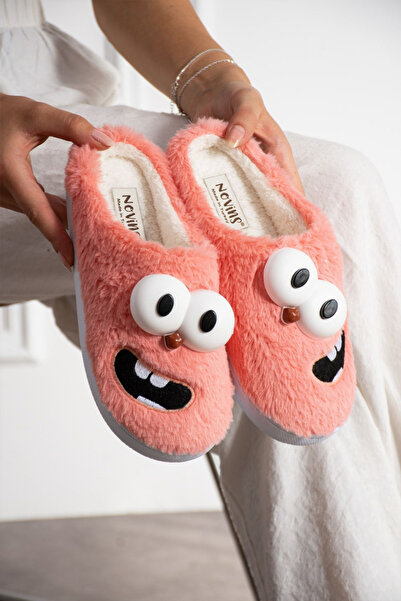 STOCON Smiley Funny Faced - Παιδικές και γυναικείες παντόφλες σπιτιού, βελούδινες αφράτες, αθόρυβη σόλα προίκας