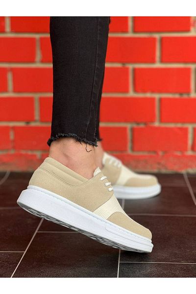 BESKAR KB 042 Μπεζ με κορδόνια casual ανδρικά παπούτσια