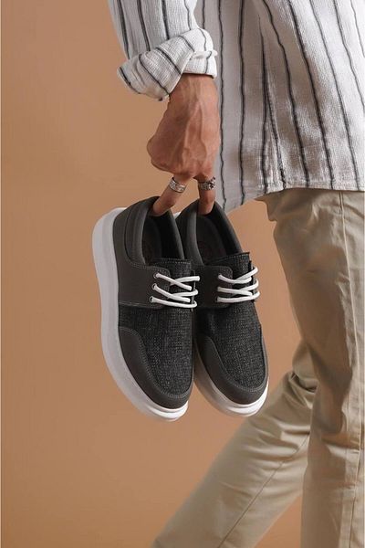 BESKAR KB 042 Γκρι Casual Ανδρικά παπούτσια με κορδόνια