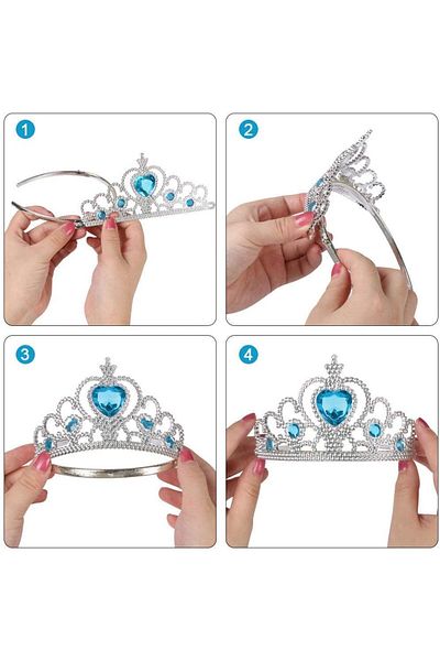 CEKAVE Frozen Blue Heart and Stone Elsa Crown