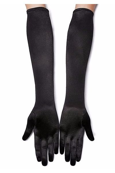 CEKAVE Black Color Lycra Long Elbow Fabric Gloves 40 cm