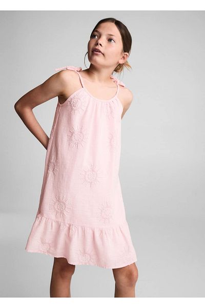 MANGO Kids Κεντητό φόρεμα με λεπτομέρειες