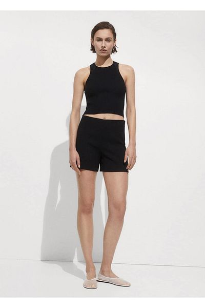 MANGO Woman Mid-Rise Straight Cut Shorts