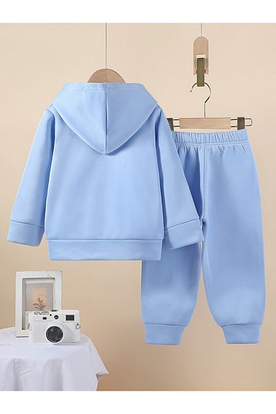 Let's Wear Premium pentru băiat/fată 3. Set hanorac și pantaloni de trening din fire - Set sport din 2 piese