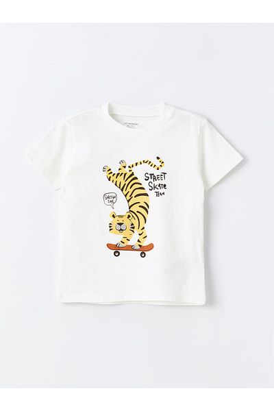 LC Waikiki LCW Crew Neck Printed Baby Boy T-Shirt and Shorts 2 Pieces Set