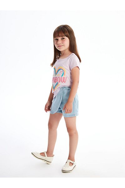 LC Waikiki Fustă cu pantaloni scurti de jeans pentru fetita cu talie elastică