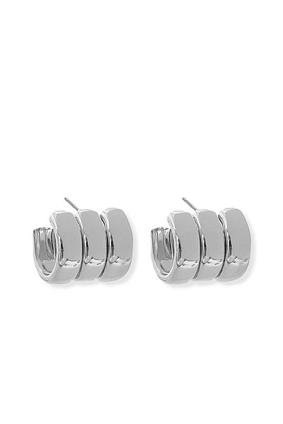 Çlk Accessories Premium 3 Rows Domed Hoop Earring Combination