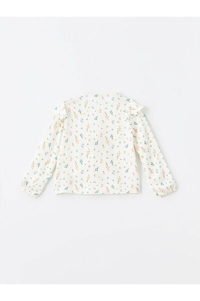 LC Waikiki Lcw Kids Ecru Crew Neck Floral Long Sleeve Girls Blouse