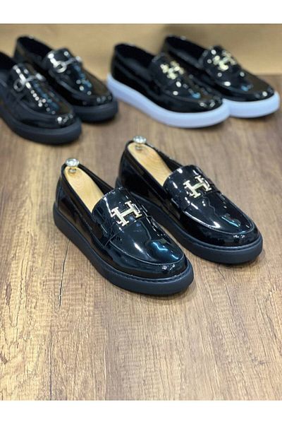 BOA KB 027 Patent Leather H - Ανδρικά παπούτσια χωρίς κορδόνια από κάρβουνο