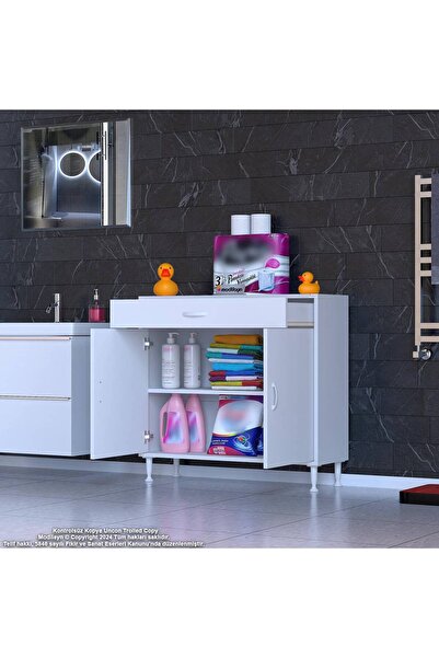 Modilayn EMİR 95x88x32,5 cm Çok Amaçlı 2 Kapak 1 Çekmece 1 Raf 2 Bölmeli Dolap