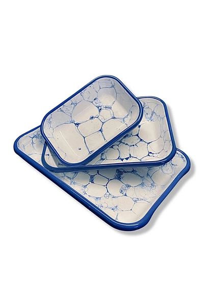 Bidoluraf Bubble Patterned Cobalt Appetizer Plate Set with Cobalt Cord (3 Pieces)