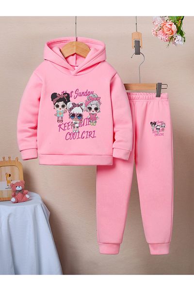 Let's Wear Комплект Coolgirl Premium от компактен суитшърт и анцуг от трета прежда за момичета - 2 части спортен костюм