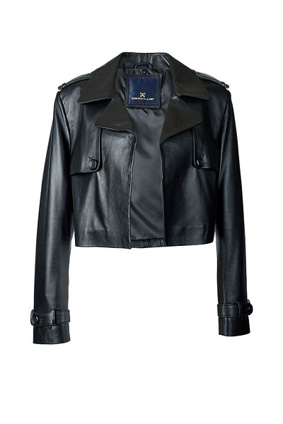 Dericlub Grace Women's Black Genuine Leather Crop Top
