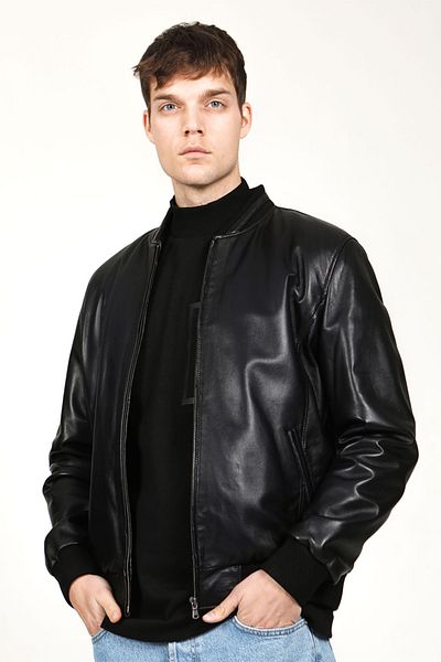 Dericlub Black Genuine Leather - Bilbao Men's College Coat