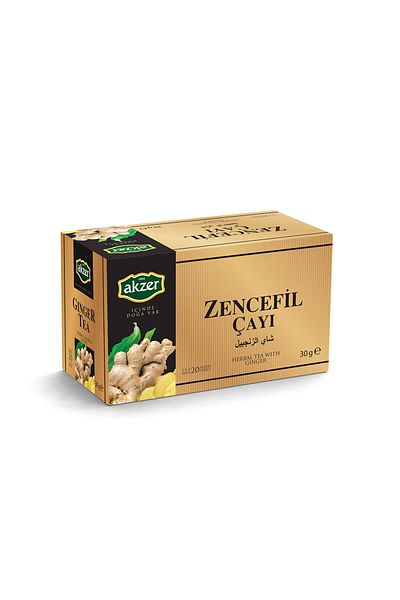 Akzer Natural Ginger Tea - 20-Piece Filtered Bags