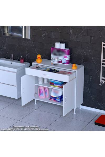 Modilayn EMİR 95x88x32,5 cm Çok Amaçlı 2 Kapak 1 Çekmece 1 Raf 2 Bölmeli Dolap