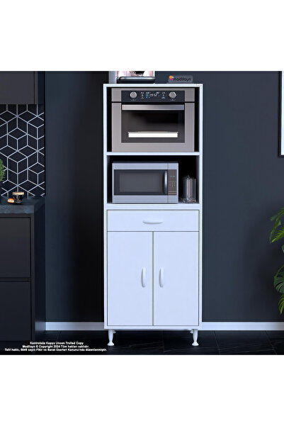 Modilayn BİRCE LİNA L-65 x 162,4 x 48 cm Çekmeceli Kapaklı Ankastre Fırın Ve Mutfak Dolabı