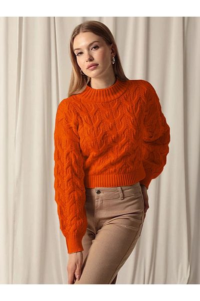 Bracha Jumătate de gât țesut - Pulover confortabil din tricotaj cu model jacquard
