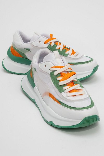 Ccway Pantofi sport de damă alb verde - cu șireturi