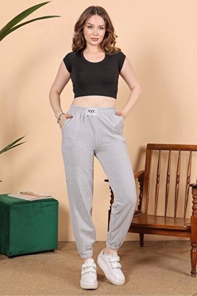 Lisinya Κομψότητα άνεσης Φούτερ σε γκρι χρώμα με ελαστικό κάτω μέρος