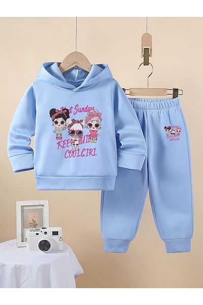 Let's Wear Coolgirl Premium pentru fete 3 Set de hanorac și pantaloni de trening compact din fire - Set sport din 2 piese
