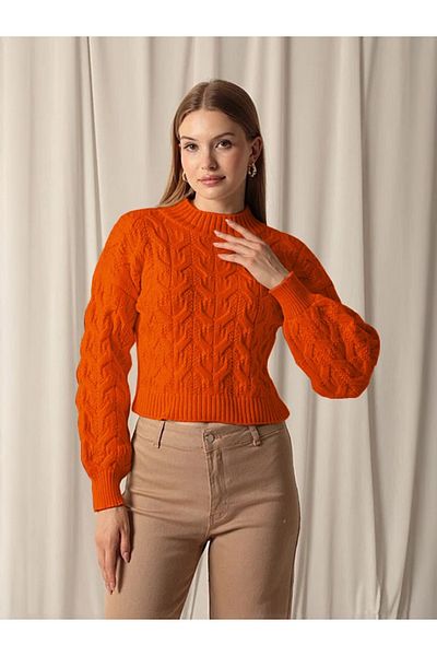 Bracha Jumătate de gât țesut - Pulover confortabil din tricotaj cu model jacquard