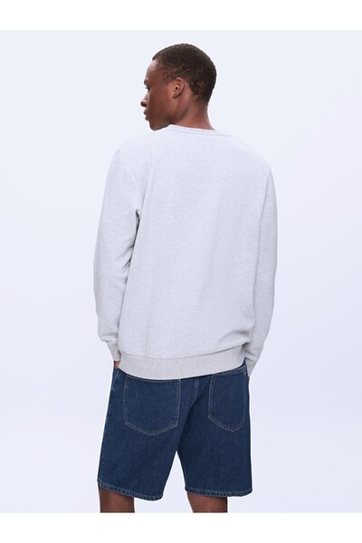 Ltb Sıfır Yaka Uzun Kollu Gri Sweatshırt