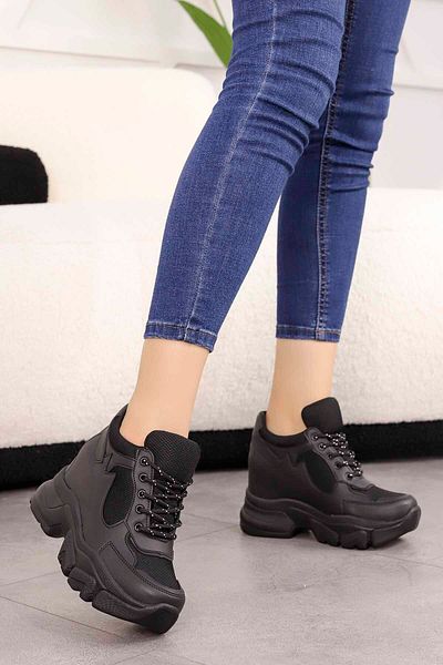 Mamito Ayakkabı Frm 177 Hidden Heel Sports Shoes-μαύρο-δερμάτινο