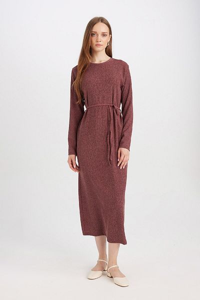 DeFacto Regular Fit Wrap Long Sleeve Midi Dress D5024Ax24Au