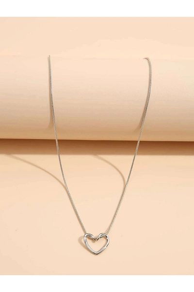 Eylülün Takısı Silver Colored Heart Patterned Women's Necklaces -PinterestStyle