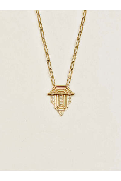 Zehra Aksesuar قلادة سلسلة من الفولاذ بحجر الزركون من سلسلة Serenay موديل الع...