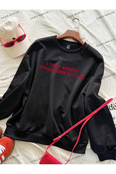 Tarzsokak Y2K SEZON NOU SSWEAT HARAJUKA KUROMİ RETRO COD 16 Negru
