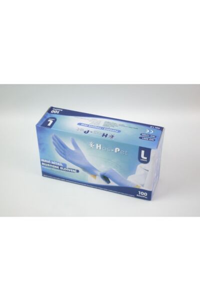 Has-Pet Mavi Nitril Pudrasız Muayene Eldiveni Large 100'lü