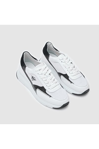 TOGO Siyah-Beyaz Hakiki Deri Kadın Spor Ayakkabı [060201]