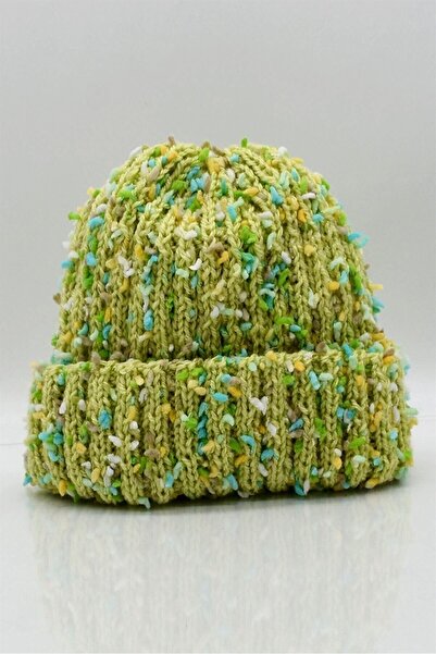 Külah Kadın El Örgüsü Tweed Yün Bere