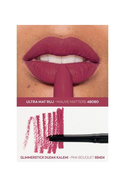 AVON Ultra Mat Ruj Mauve Matters & Glimmerstick Dudak Kalemi Pink Bouquet Seti