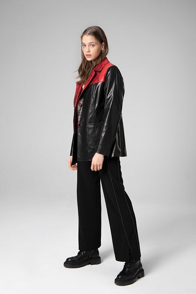 Dericlub Vegetal Wm043 - Real Leather Black Women's Jacket