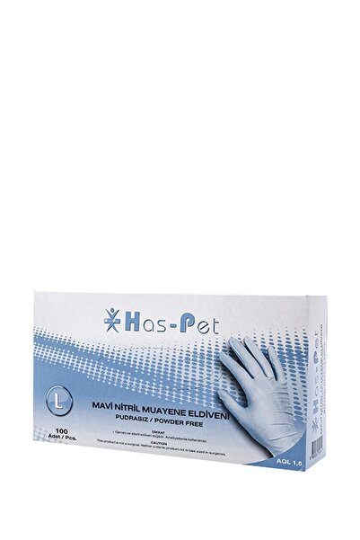 Has-Pet Mavi Nitril Pudrasız Temizlik Eldiveni Large 100'lü