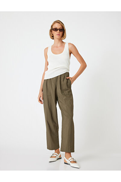 Koton Khaki Women's Wide Leg Trousers