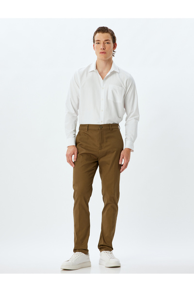 Koton Βαμβακερό παντελόνι Chino Slim Fit - KT με λεπτομέρεια τσέπης