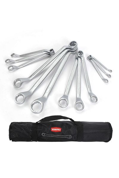 Workpro Wp 202510   - 6-32mm 12 Pieces Cr-V Professional Wrench Set with Cloth Carrying Hair