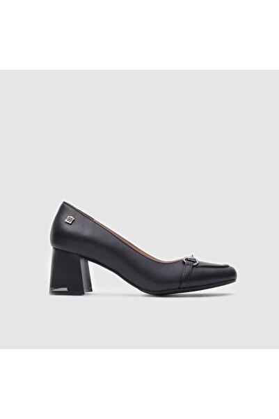 TOGO Siyah Hakiki Deri Vivian Kadın Topuklu Ayakkabı [060092]