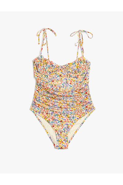 Koton Νέα σεζόν Koton X Sibil Çetinkaya - Floral μαγιό Underwire Drape Λεπτομερής λεπτή τιράντες