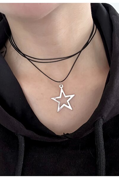 DarkellaStore Y2K ملفوفة نجمة قلادة المختنق طوق الرقبة